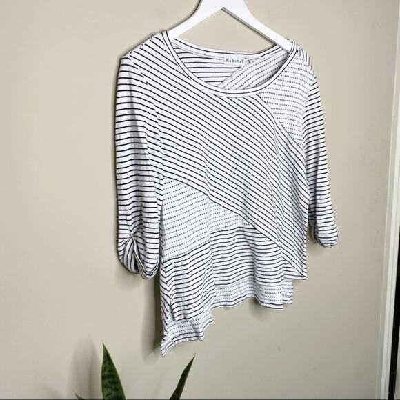 Habitat | Black and White Mixed Pattern 3/4 Sleeve Tee - Picture 3 of 6